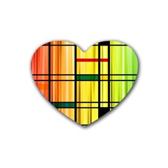 Line Rainbow Grid Abstract Rubber Coaster (heart)  by BangZart