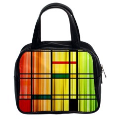 Line Rainbow Grid Abstract Classic Handbags (2 Sides) by BangZart