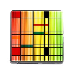 Line Rainbow Grid Abstract Memory Card Reader (square) by BangZart