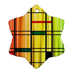 Line Rainbow Grid Abstract Snowflake Ornament (two Sides)