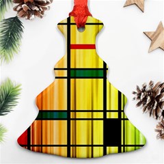 Line Rainbow Grid Abstract Christmas Tree Ornament (two Sides) by BangZart