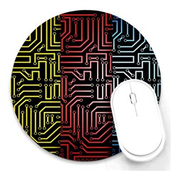 Circuit Board Seamless Patterns Set Round Mousepads by BangZart