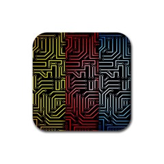 Circuit Board Seamless Patterns Set Rubber Coaster (square)  by BangZart