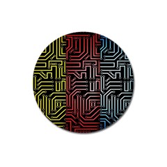 Circuit Board Seamless Patterns Set Magnet 3  (round)