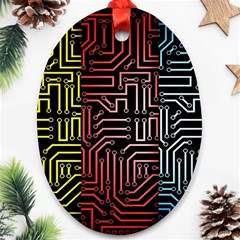 Circuit Board Seamless Patterns Set Oval Ornament (two Sides) by BangZart