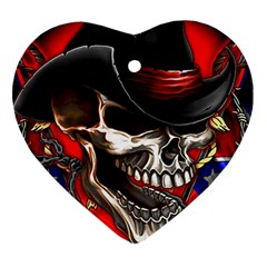 Confederate Flag Usa America United States Csa Civil War Rebel Dixie Military Poster Skull Ornament (heart) by BangZart