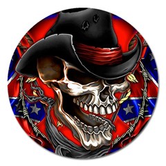 Confederate Flag Usa America United States Csa Civil War Rebel Dixie Military Poster Skull Magnet 5  (round) by BangZart