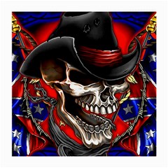 Confederate Flag Usa America United States Csa Civil War Rebel Dixie Military Poster Skull Medium Glasses Cloth (2-side) by BangZart