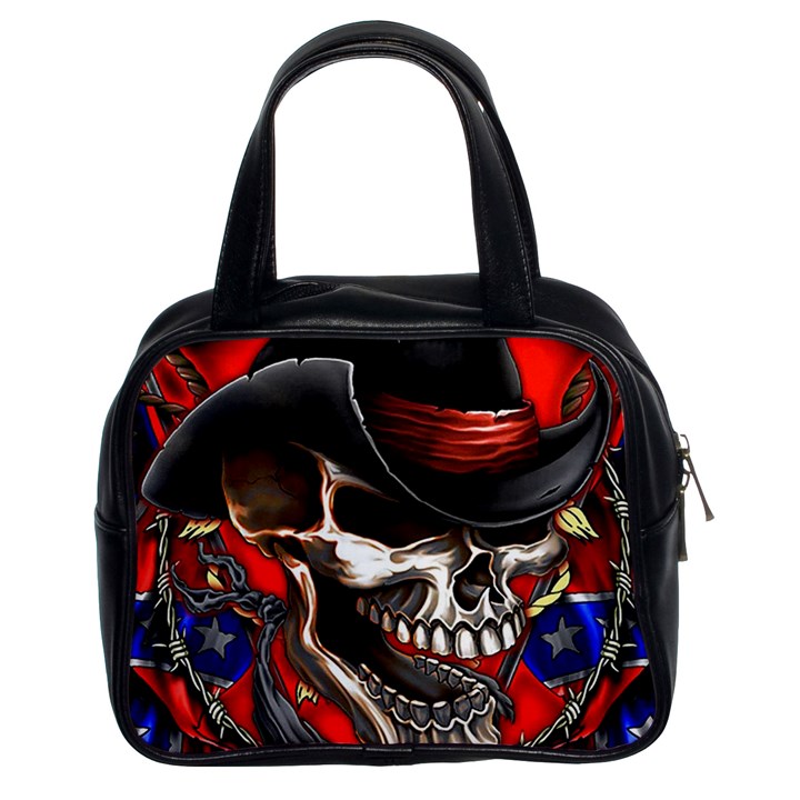 Confederate Flag Usa America United States Csa Civil War Rebel Dixie Military Poster Skull Classic Handbags (2 Sides)