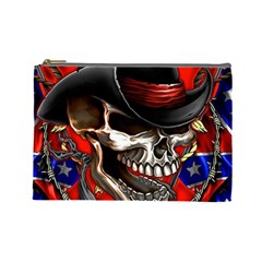 Confederate Flag Usa America United States Csa Civil War Rebel Dixie Military Poster Skull Cosmetic Bag (large)  by BangZart