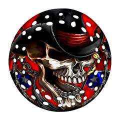 Confederate Flag Usa America United States Csa Civil War Rebel Dixie Military Poster Skull Round Filigree Ornament (two Sides) by BangZart