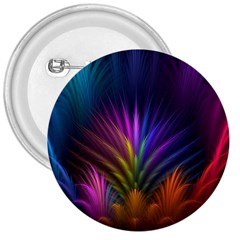 Colored Rays Symmetry Feather Art 3  Buttons by BangZart