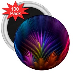 Colored Rays Symmetry Feather Art 3  Magnets (100 Pack) by BangZart