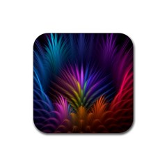 Colored Rays Symmetry Feather Art Rubber Coaster (square)  by BangZart