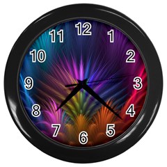 Colored Rays Symmetry Feather Art Wall Clocks (black) by BangZart