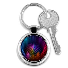 Colored Rays Symmetry Feather Art Key Chains (round)  by BangZart