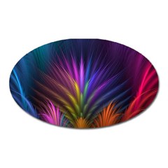 Colored Rays Symmetry Feather Art Oval Magnet by BangZart