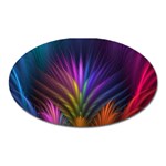 Colored Rays Symmetry Feather Art Oval Magnet Front