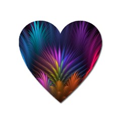 Colored Rays Symmetry Feather Art Heart Magnet by BangZart