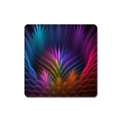 Colored Rays Symmetry Feather Art Square Magnet by BangZart