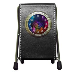 Colored Rays Symmetry Feather Art Pen Holder Desk Clocks by BangZart