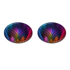 Colored Rays Symmetry Feather Art Cufflinks (oval) by BangZart