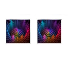 Colored Rays Symmetry Feather Art Cufflinks (square) by BangZart