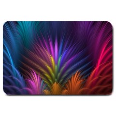 Colored Rays Symmetry Feather Art Large Doormat  by BangZart