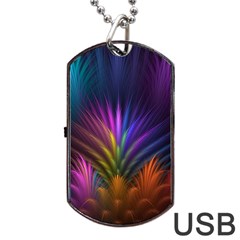 Colored Rays Symmetry Feather Art Dog Tag Usb Flash (one Side) by BangZart