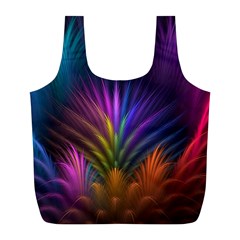 Colored Rays Symmetry Feather Art Full Print Recycle Bags (l)  by BangZart