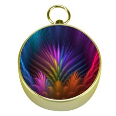 Colored Rays Symmetry Feather Art Gold Compasses by BangZart