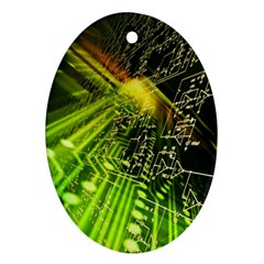 Electronics Machine Technology Circuit Electronic Computer Technics Detail Psychedelic Abstract Patt Oval Ornament (two Sides) by BangZart