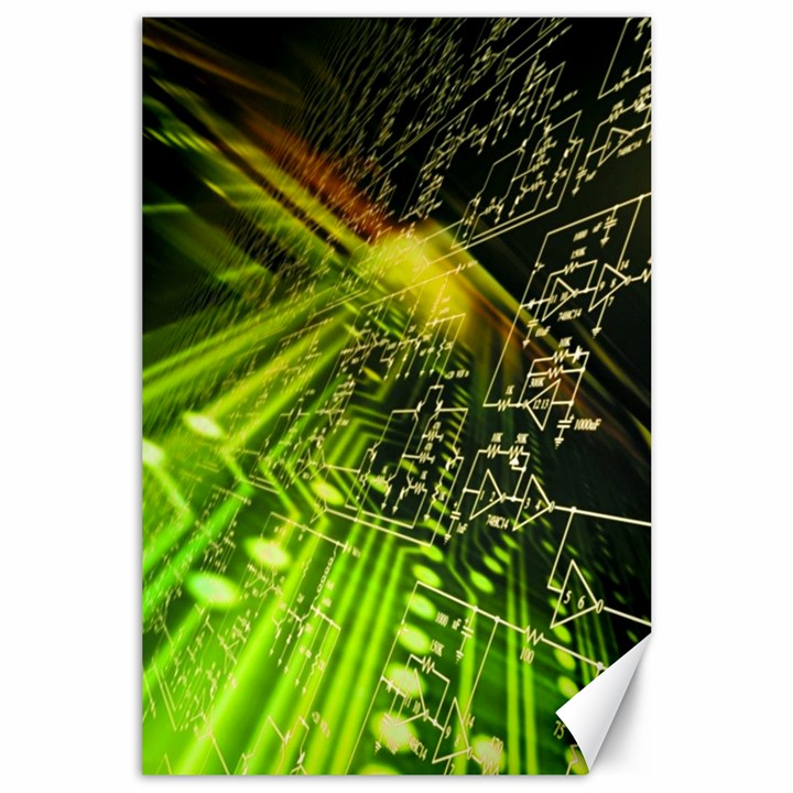 Electronics Machine Technology Circuit Electronic Computer Technics Detail Psychedelic Abstract Patt Canvas 24  x 36 