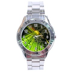 Electronics Machine Technology Circuit Electronic Computer Technics Detail Psychedelic Abstract Patt Stainless Steel Analogue Watch by BangZart