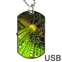 Electronics Machine Technology Circuit Electronic Computer Technics Detail Psychedelic Abstract Patt Dog Tag Usb Flash (one Side) by BangZart