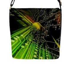 Electronics Machine Technology Circuit Electronic Computer Technics Detail Psychedelic Abstract Patt Flap Messenger Bag (l)  by BangZart