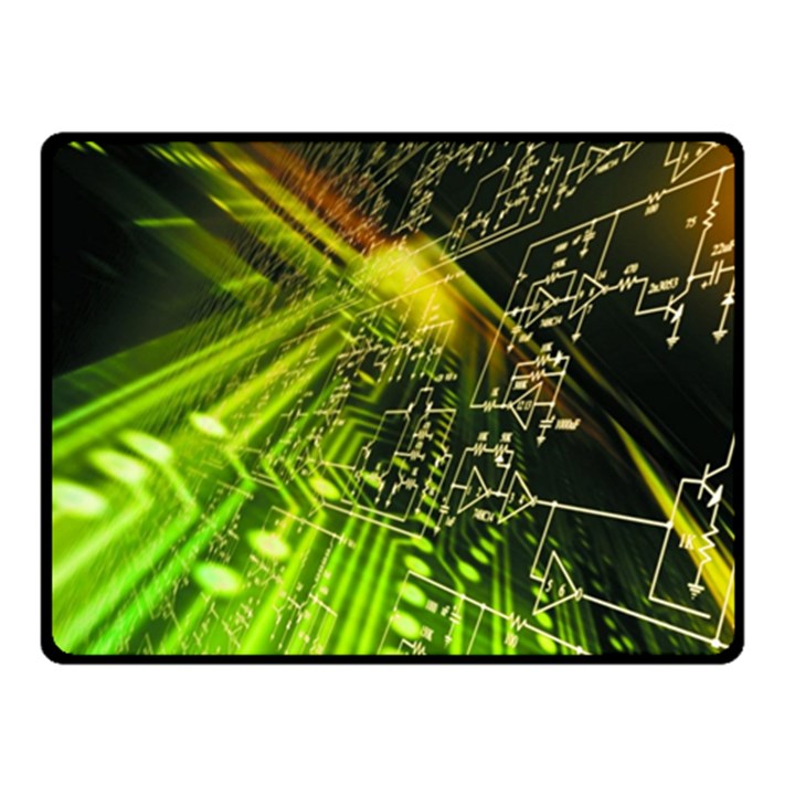 Electronics Machine Technology Circuit Electronic Computer Technics Detail Psychedelic Abstract Patt Double Sided Fleece Blanket (Small) 