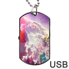 Clouds Multicolor Fantasy Art Skies Dog Tag Usb Flash (one Side)