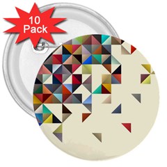 Retro Pattern Of Geometric Shapes 3  Buttons (10 Pack)  by BangZart