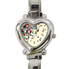 Retro Pattern Of Geometric Shapes Heart Italian Charm Watch by BangZart