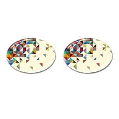 Retro Pattern Of Geometric Shapes Cufflinks (oval) by BangZart