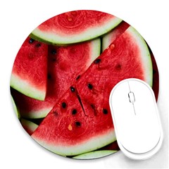 Fresh Watermelon Slices Texture Round Mousepads by BangZart