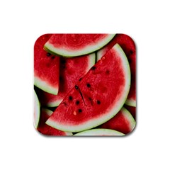 Fresh Watermelon Slices Texture Rubber Square Coaster (4 Pack)  by BangZart