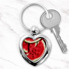 Fresh Watermelon Slices Texture Key Chains (heart)  by BangZart