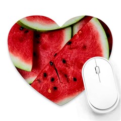 Fresh Watermelon Slices Texture Heart Mousepads by BangZart