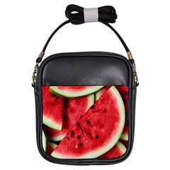 Fresh Watermelon Slices Texture Girls Sling Bags by BangZart