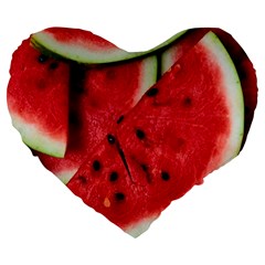 Fresh Watermelon Slices Texture Large 19  Premium Flano Heart Shape Cushions by BangZart