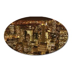 New York City At Night Future City Night Oval Magnet by BangZart