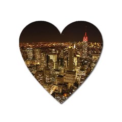 New York City At Night Future City Night Heart Magnet by BangZart