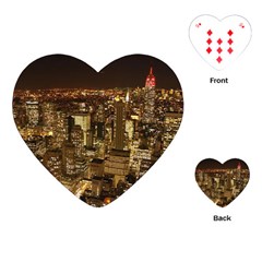 New York City At Night Future City Night Playing Cards (heart)  by BangZart